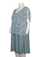 Short sleeve lace flared evening dress, made to measure