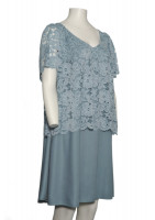 Short sleeve lace flared evening dress, made to measure