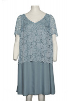 Short sleeve lace flared evening dress, made to measure