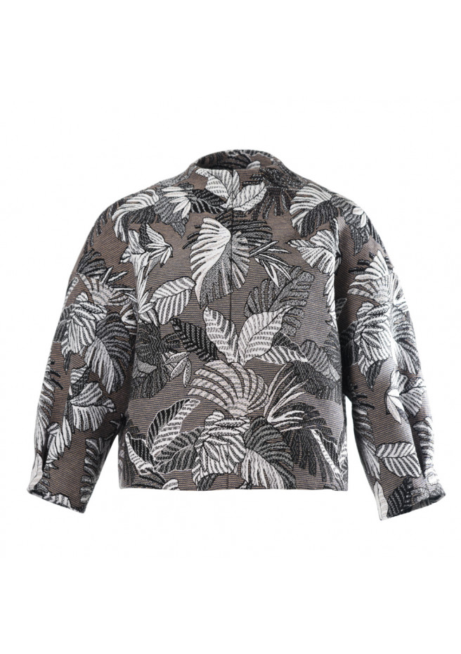 Kurze Jacke mit Monstera-Jackenfutter