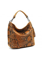 Large velvet leather bag with pyton print