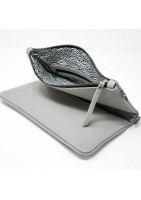 Foldable, fine leather clutch bag with shoulder strap and numerous zipped pockets