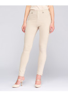 Pantalon leggins beige avec coton mélangé, zip sur devant