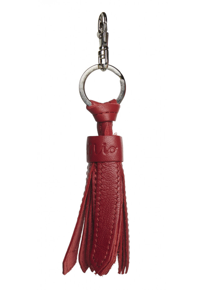 Porte-clefs franges en cuir surpiqué