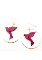 Boucle oreille créoles avec oiseau origami impression 3 D coloris divers