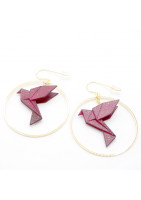 Boucle oreille créoles avec oiseau origami impression 3 D coloris divers