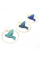 Boucle oreille créoles avec oiseau origami impression 3 D coloris divers