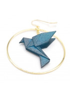 Boucle oreille créoles avec oiseau origami impression 3 D coloris divers