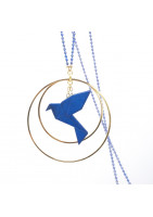 Collier sautoir avec oiseau origami impression 3D chaîne colorée