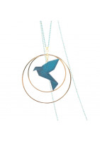 Collier sautoir avec oiseau origami impression 3D chaîne colorée