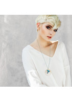 Collier sautoir avec oiseau origami impression 3D chaîne colorée