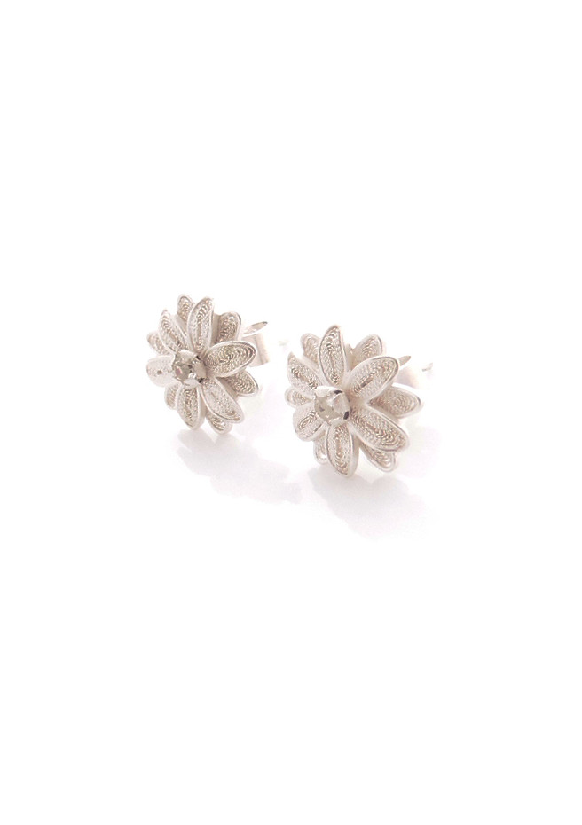 Boucle d'oreilles fleur de marguerite en filigrane d'argent