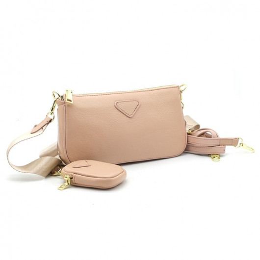 Leather baguette handbag