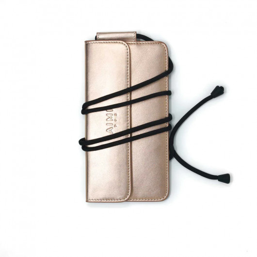 Leather mobile phone pouch with cord