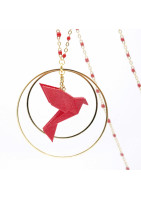 Collier sautoir avec oiseau origami impression 3D chaîne colorée