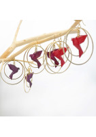 Boucles d'oreilles créoles avec oiseau origami double anneau