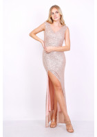 Long sleeveless sequinned sheath dress