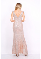 Long sleeveless sequinned sheath dress