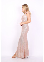 Long sleeveless sequinned sheath dress