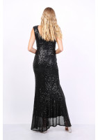 Long sleeveless sequinned sheath dress