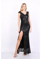 Long sleeveless sequinned sheath dress