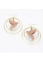 Boucles d'oreilles créoles avec oiseau origami double anneau