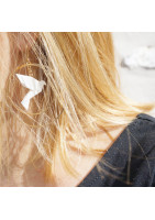 Boucles d'oreilles créoles avec oiseau origami double anneau