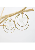 Boucles d'oreilles créoles avec oiseau origami double anneau