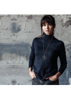 Collier sautoir avec feuille de ginko et créoles dorées doubles