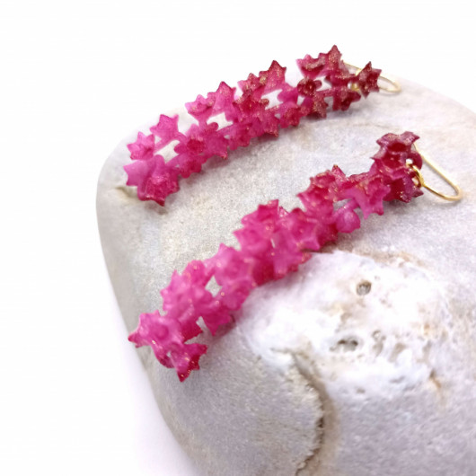 Boucle d&#039;oreille guirlande de fleurs impression 3d crochet argent doré