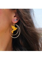 Boucles d'oreilles créoles avec oiseau origami double anneau