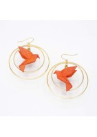 Boucles d'oreilles créoles avec oiseau origami double anneau