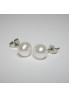 Silver ear stud set with an 8 mm pearly white cultured pearl