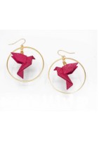 Boucle oreille créoles avec oiseau origami impression 3 D coloris divers