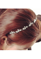 Twig diadem ribbon, metal and color paste silver color