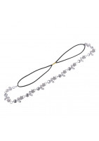 Twig diadem ribbon, metal and color paste silver color