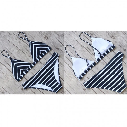 Two pieces bikini with stripes marinates