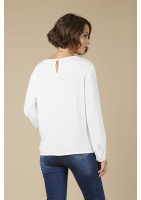 Woman white blouse with lace inlays