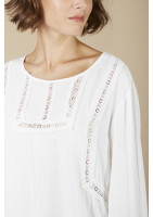 Woman white blouse with lace inlays