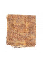 Foulard en soie fine imprimée brun avec motif cachemire