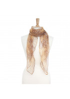 Foulard en soie fine imprimée brun avec motif cachemire