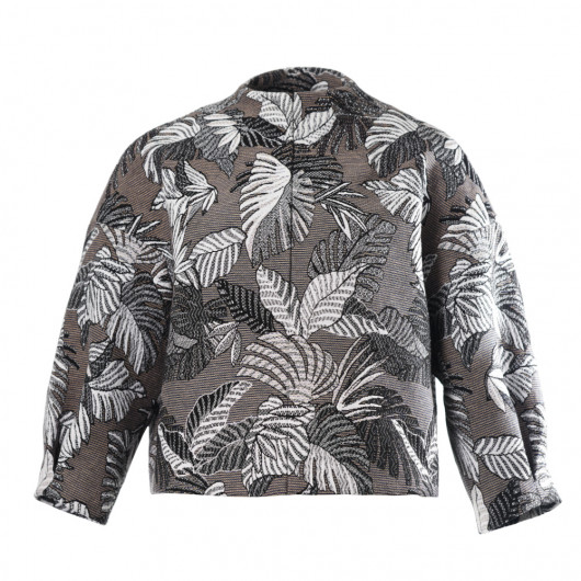 Short jacket jacket with Monstera design