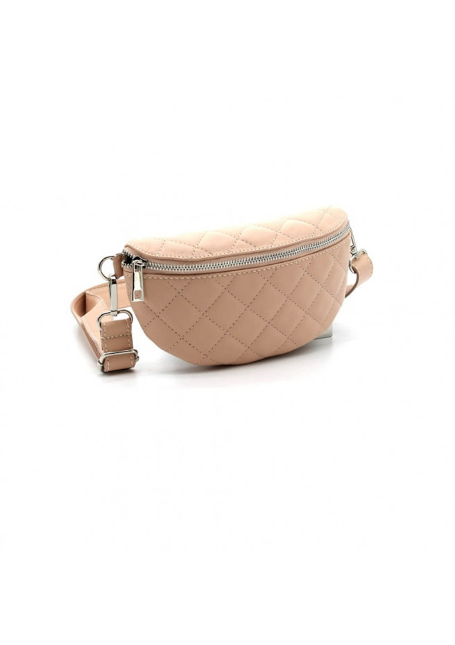 Quilted leather banana clutch bag to wear around the waist