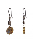 Earrings with Swiss old watch baguette movement of Rotary