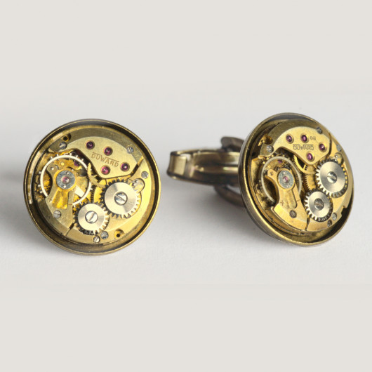 Cufflinks with old swiss watch movement Duward