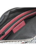 Sac pochette en cuir fin et tissu d'inspiration japonaise