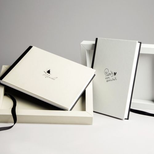 Fotobuch mit Box und mineralischem Präsentationsglas