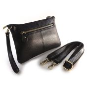 Leather clutch, with shoulder strap