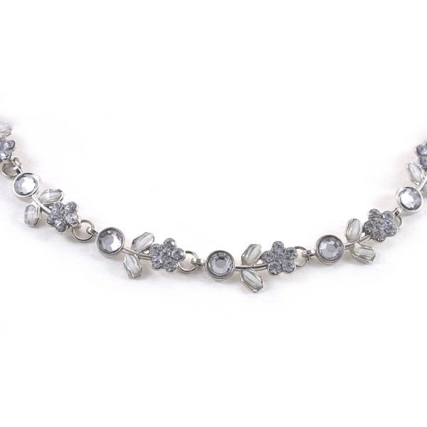 Tiara mit Blattstängel, Metall und silbernen Strasssteinen