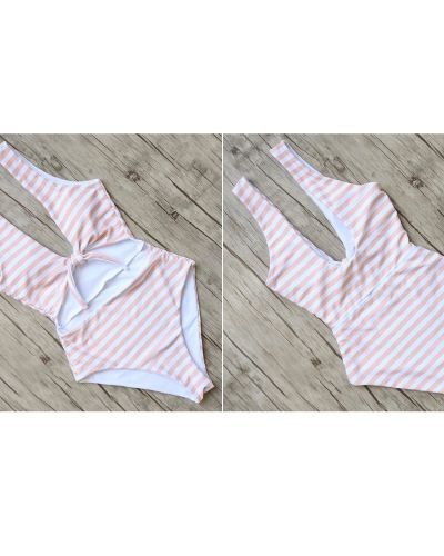 Maillot de bain faux deux-pièce à rayures roses